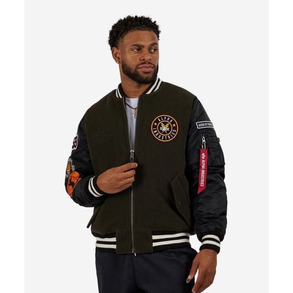 ✅NWT-ALPHA INDUSTRIES WOOL MA-1 VARSITY BOMBER JACKET SZ S$Mrsp275